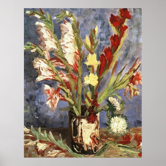 Vas med Gladioli 1886, Vincent van Gogh Poster (Framsidan)