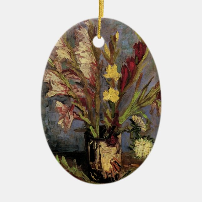 Vas med Gladioli av Vincent van Gogh Julgransprydnad Keramik (Framsidan)