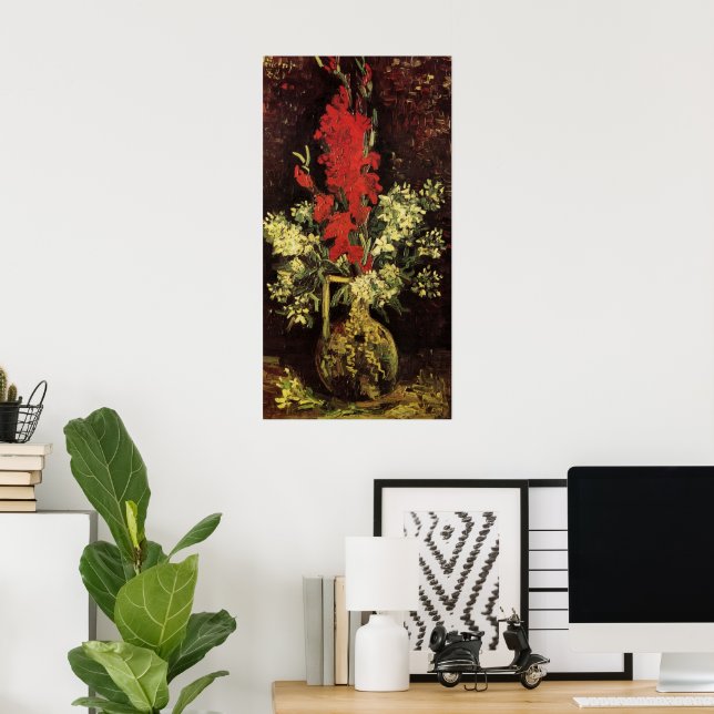 Vas med Gladioli, Carnations av Vincent van Gogh Poster (Hemmakontoret)