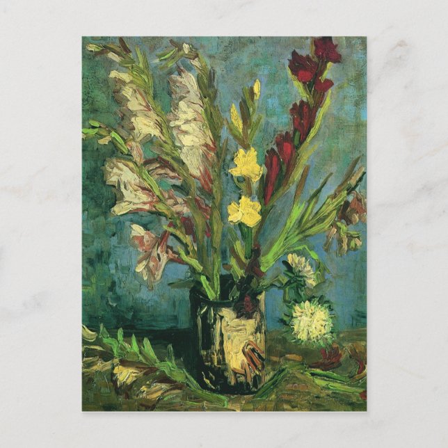 Vas med Gladioli (F248a) Van Gogh Fine Art Vykort (Framsida)