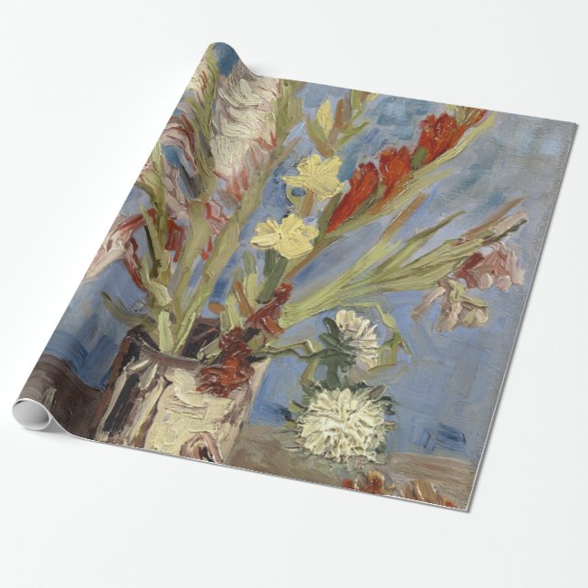 Vas med Gladioli och kinesAsters av Van Gogh Presentpapper (Utrullad)