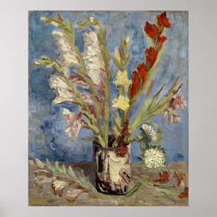 Vas med Gladioli och kinesiska Asters av Van Gogh Poster