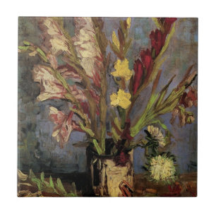 Vas med gladiolus av Vincent van Gogh Kakelplatta