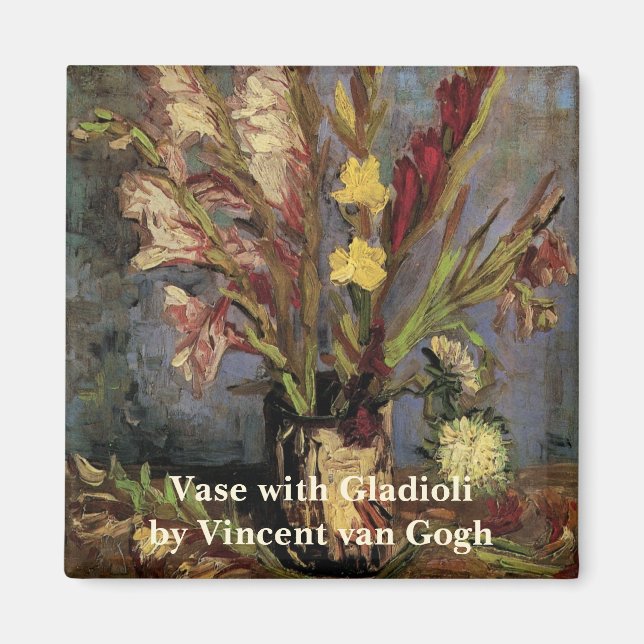 Vas med gladiolus av Vincent van Gogh Magnet (Framsidan)