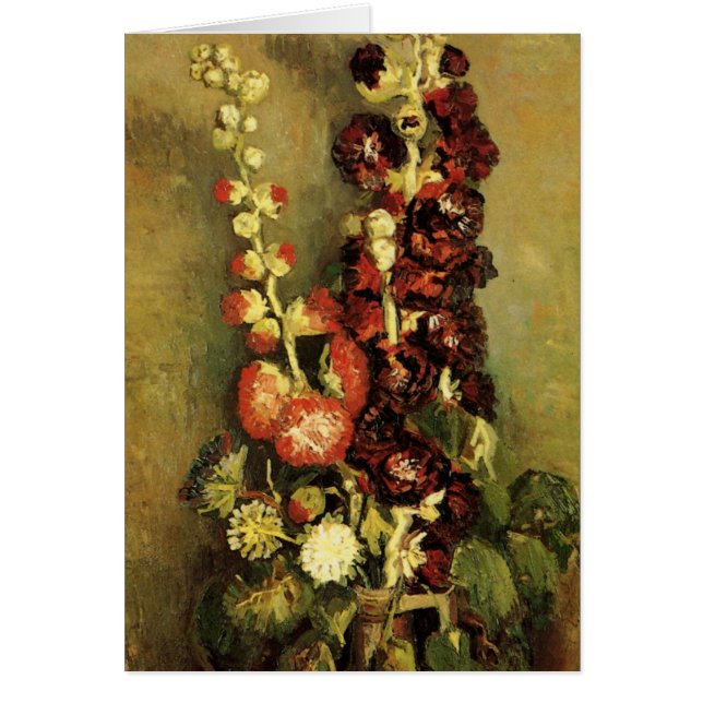 Vas med Hollyhocks av Vincent van Gogh Hälsningskort (Framsidan)