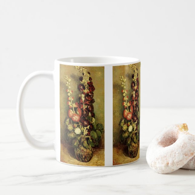 Vas med Hollyhocks av Vincent van Gogh Kaffemugg (Med munk)