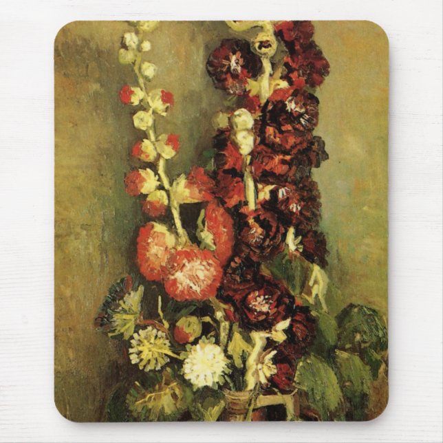 Vas med Hollyhocks av Vincent van Gogh Musmatta (Framsidan)