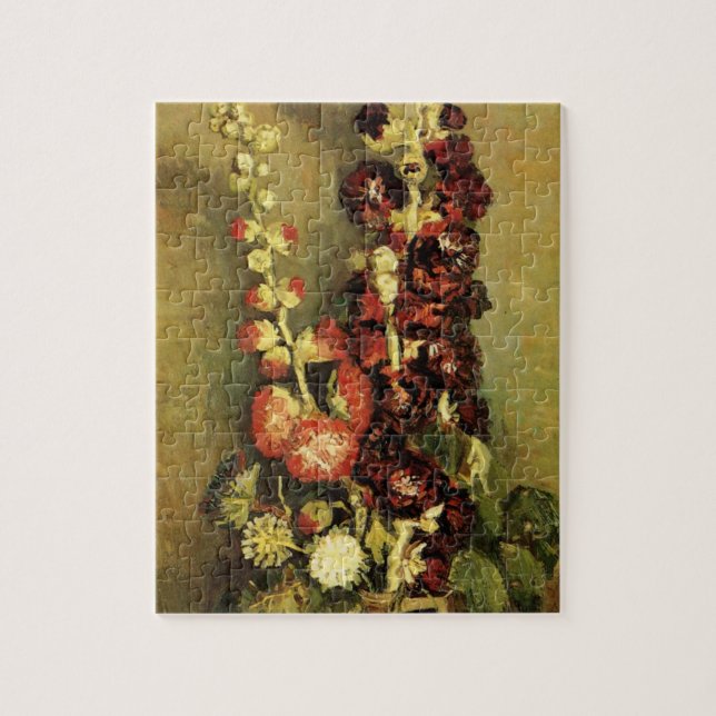 Vas med Hollyhocks av Vincent van Gogh Pussel (Vertikal)