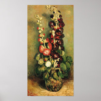 Vas med Hollyhocks (F235) Van Gogh Fine Art Poster