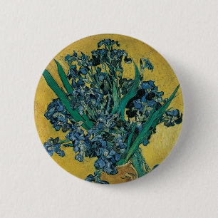 Vas med Iris av Vincent van Gogh, Vintage konst Knapp