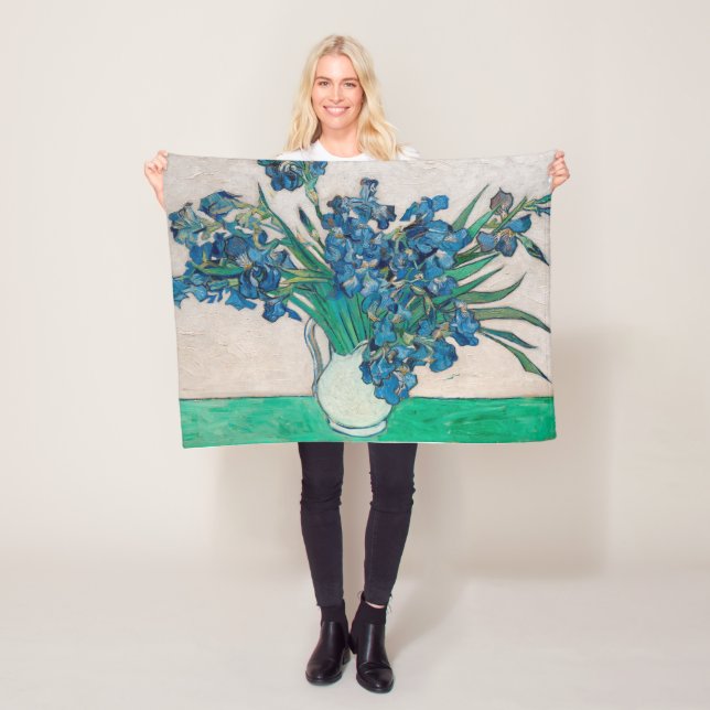 Vas med Irisar, Van Gogh Fleecefilt (På plats)