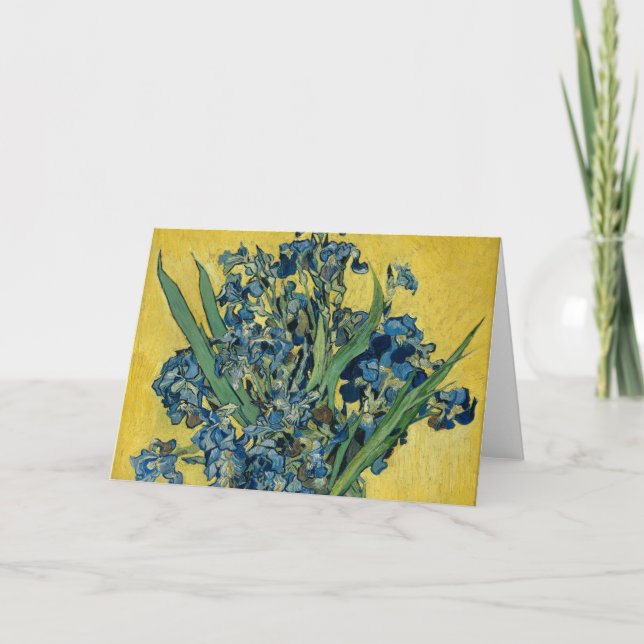 Vas med iriser av Van Gogh - stillastående liv Kort (Framsida)