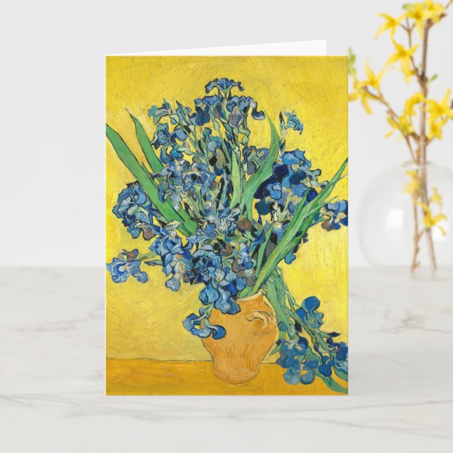 Vas med Irises , Vincent Van Gogh Decoupage Kort (Gul blomma)