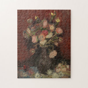 Vas med kinesiska Asters och Gladioli av Van Gogh Pussel