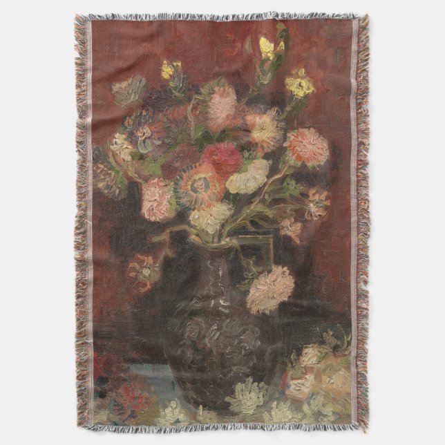 Vas med kinesiska herrar och gladioli van Gogh Filt (Framsidan Vertikal)