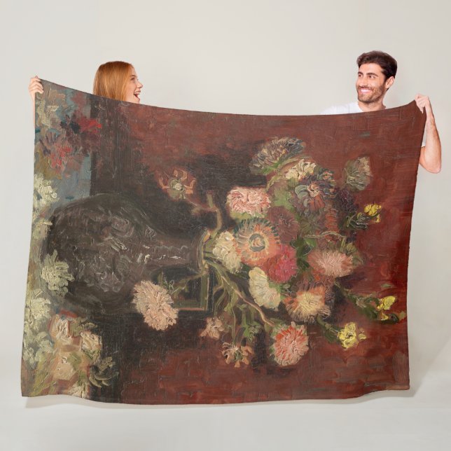 Vas med kinesiska herrar och gladioli van Gogh Fleecefilt (På plats)