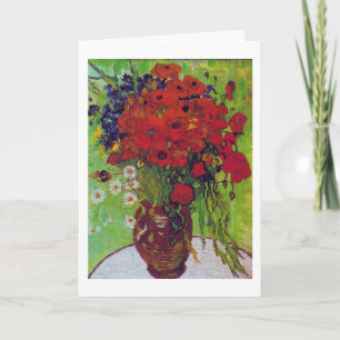 Vas med kornblommor och Poppies, Van Gogh Kort