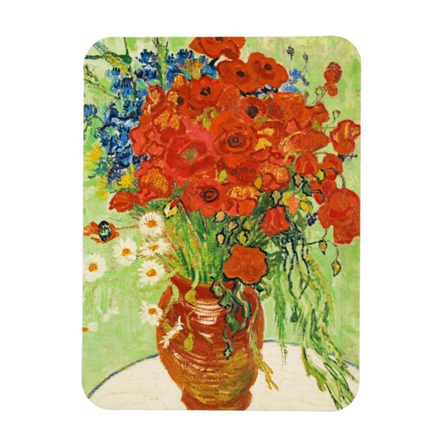 Vas med kornblommor och Poppies, Van Gogh Magnet (Vertikal)