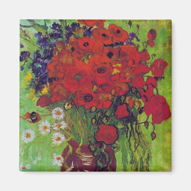 Vas med kornblommor och Poppies, Van Gogh Magnet (Framsidan)