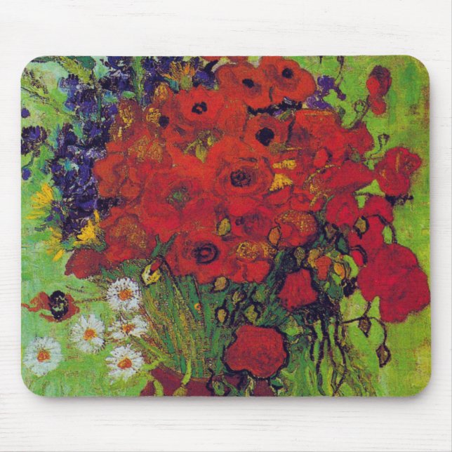 Vas med kornblommor och Poppies, Van Gogh Musmatta (Framsidan)