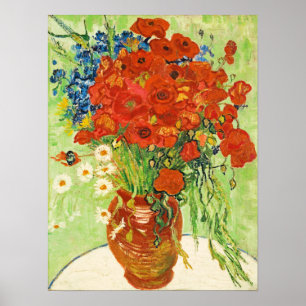 Vas med kornblommor och Poppies, Van Gogh Poster