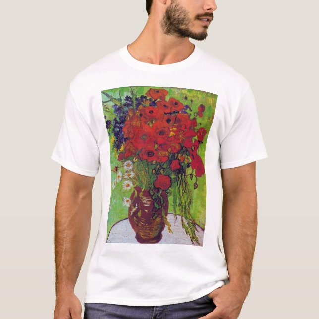 Vas med kornblommor och Poppies, Van Gogh T Shirt (Framsida)