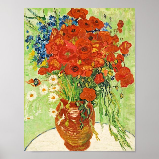 Vas med Kornblommor och Vallmo, Van Gogh Poster (Framsidan)
