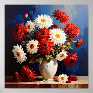 Vas med krysantemum efter Van Gogh Poster