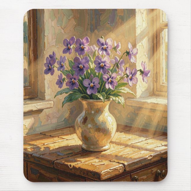 Vas med lila violer Impasto   Musmatta (Framsidan)