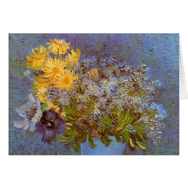 Vas med Lilacs och Daisy av Vincent van Gogh Hälsningskort (Framsidan Horizontal)