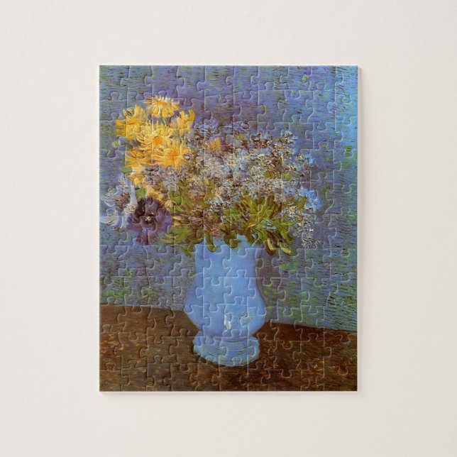 Vas med Lilacs och Daisy av Vincent van Gogh Pussel (Vertikal)