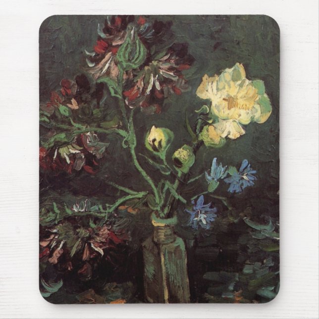 Vas med Myosotis och Peonies av Vincent van Gogh Musmatta (Framsidan)