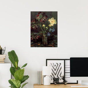 Vas med Myosotis och Peonies av Vincent van Gogh Poster