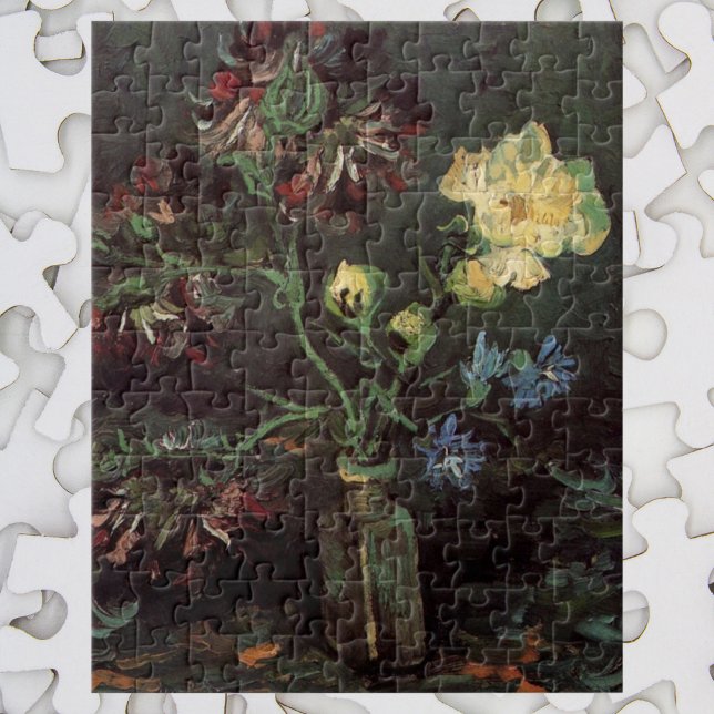 Vas med Myosotis och Peonies av Vincent van Gogh Pussel (Skapare uppladdad)
