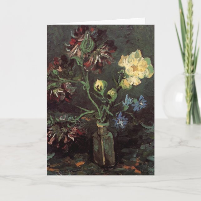 Vas med Myosotis och Peonior av Vincent van Gogh Kort (Framsida)