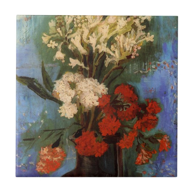 Vas med nejlikor av Vincent van Gogh Kakelplatta (Framsidan)