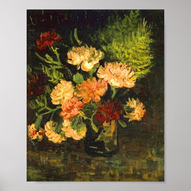 Vas med nejlikor (F243) Van Gogh Fine Art Poster (Framsidan)