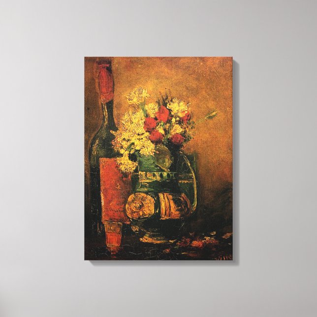 Vas med nejlikor och Ro och Flaska, Vince Canvastryck (Framsida)