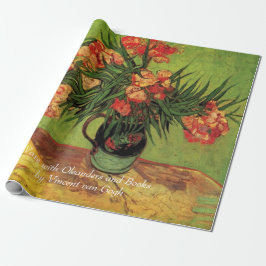 Vas med Oleander och böcker av Van Gogh. Vintage Presentpapper