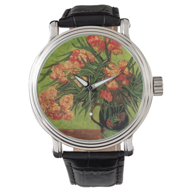 Vas med oleander och böcker av Vincent van Gogh Armbandsur (Framsida)