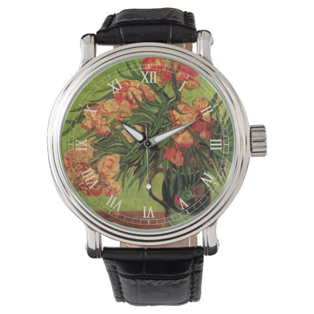 Vas med oleander och böcker av Vincent van Gogh Armbandsur (Framsida)