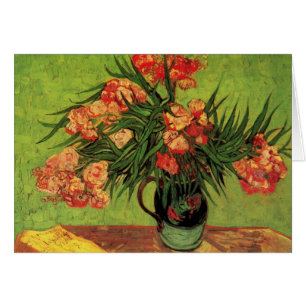Vas med oleander och böcker av Vincent van Gogh Hälsningskort