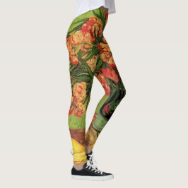 Vas med Oleander och böcker av Vincent van Gogh Leggings