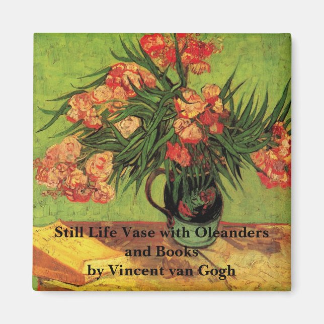 Vas med oleander och böcker av Vincent van Gogh Magnet (Framsidan)