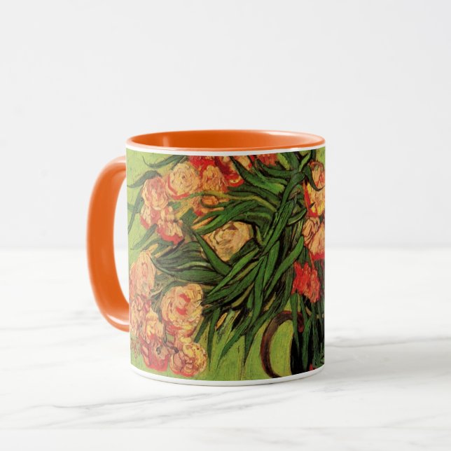 Vas med oleander och böcker av Vincent van Gogh Mugg (Framsida vänster)