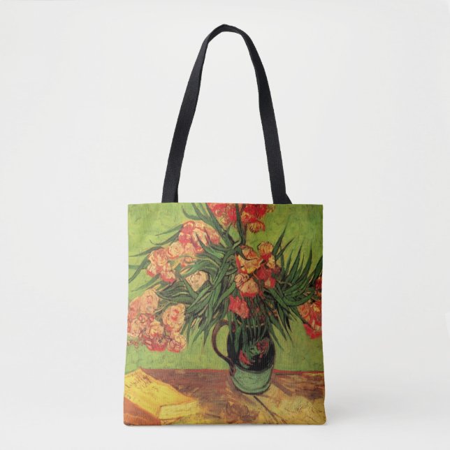 Vas med oleander och böcker av Vincent van Gogh Tygkasse (Framsida)