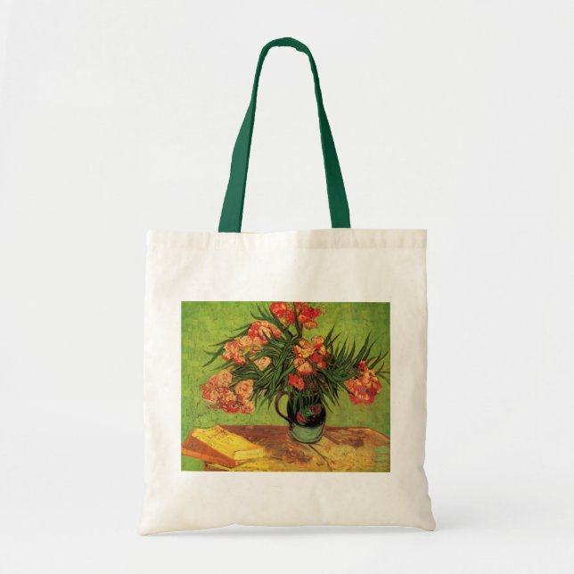 Vas med oleander och böcker av Vincent van Gogh Tygkasse (Framsidan)