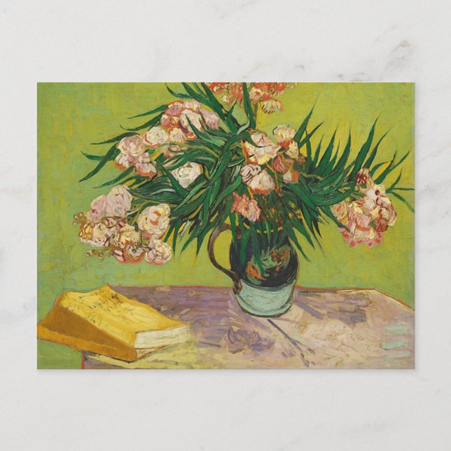 Vas med Oleanders & Bokar, Van Gogh Fine Art Vykort (Framsida)