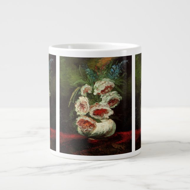Vas med Peonies av Vincent van Gogh Jumbo Mugg (Framsidan)
