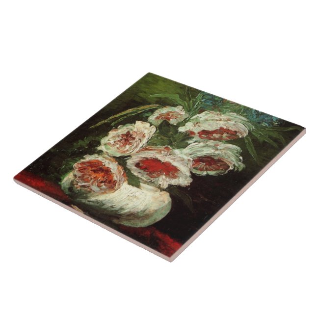 Vas med Peonies Van Gogh Fine Art Kakelplatta (Sidan)